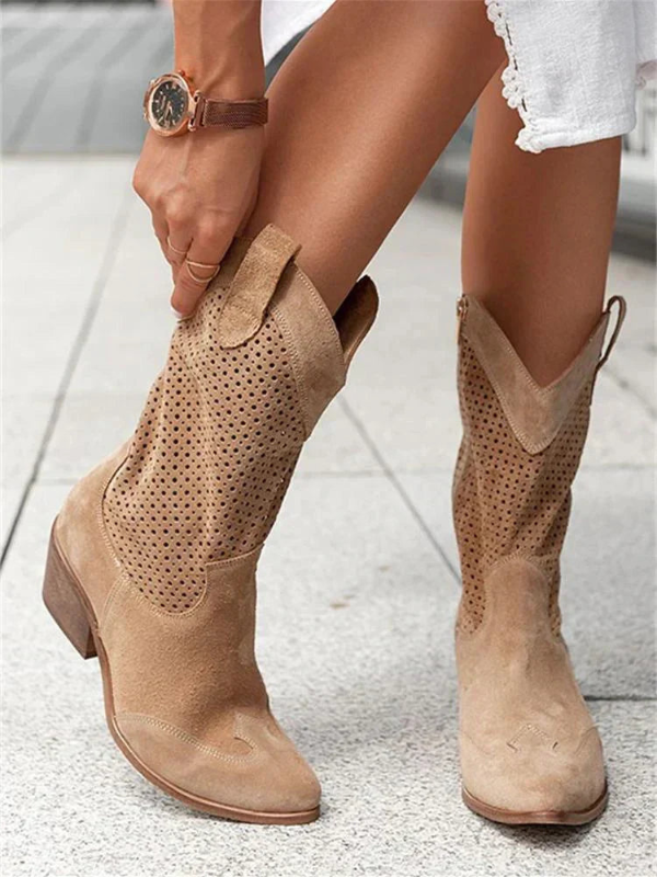 Stivali da Cowboy da Donna con Cerniere, Stivaletti da Cowboy Traspiranti per Ogni Occasione