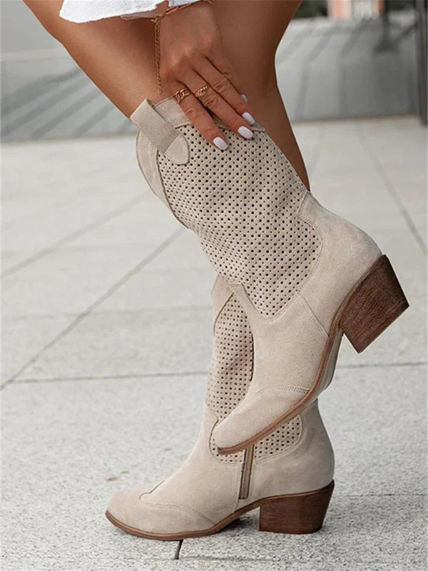 Stivali da Cowboy da Donna con Cerniere, Stivaletti da Cowboy Traspiranti per Ogni Occasione