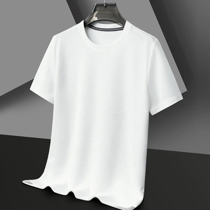 T-shirt homme texturé polyvalent pour bureau et temps libre, coton doux, manches courtes, disponible en plusieurs tailles et couleurs