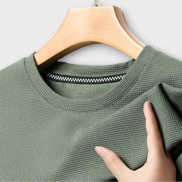 T-shirt homme texturé polyvalent pour bureau et temps libre, coton doux, manches courtes, disponible en plusieurs tailles et couleurs