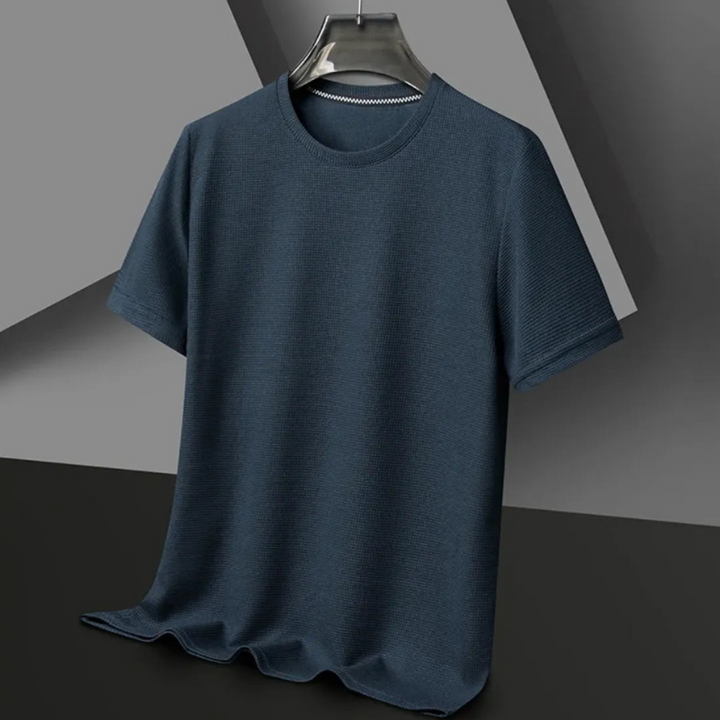 T-shirt homme texturé polyvalent pour bureau et temps libre, coton doux, manches courtes, disponible en plusieurs tailles et couleurs