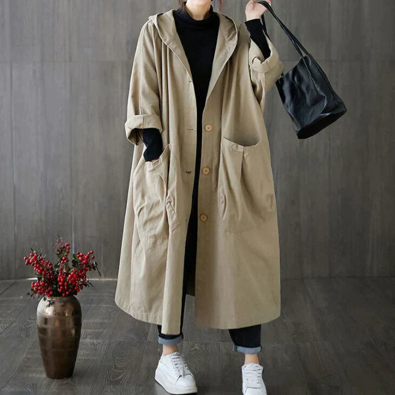 Trench Impermeabile Donna Oversize con Tasche Laterali - Elegante e Funzionale 0
