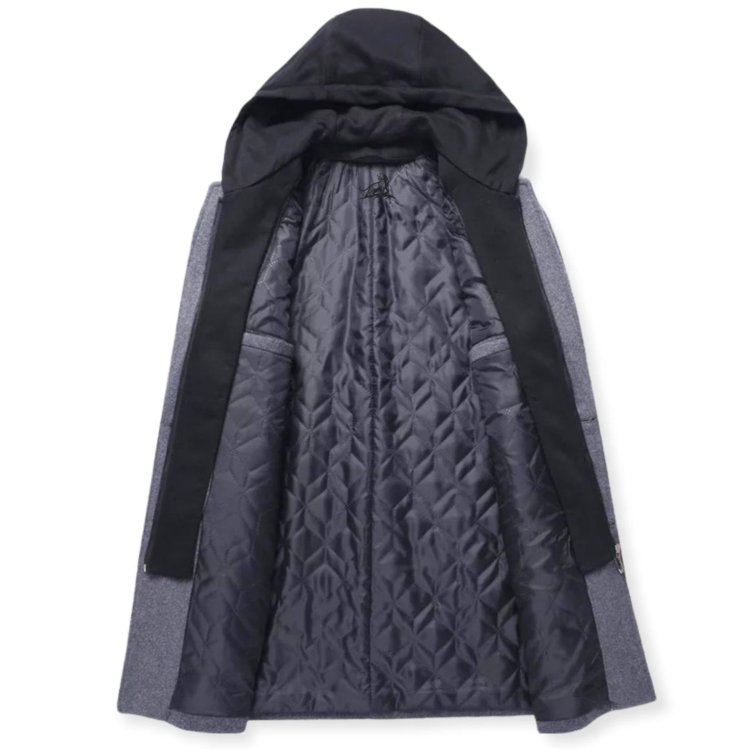 Trench Maschile in Mistura di Lana Doppio Petto con Cofano Staccabile – Elegante e Versatile per Autunno/Inverno 4