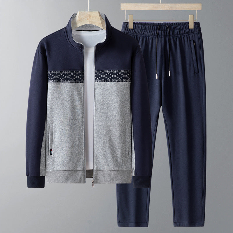 Tuta da Uomo Geometrica in Poliestere e Cotone, Set Giacca e Pantaloni per Allenamento e Tempo Libero – Nero, Taglie S-XL 0