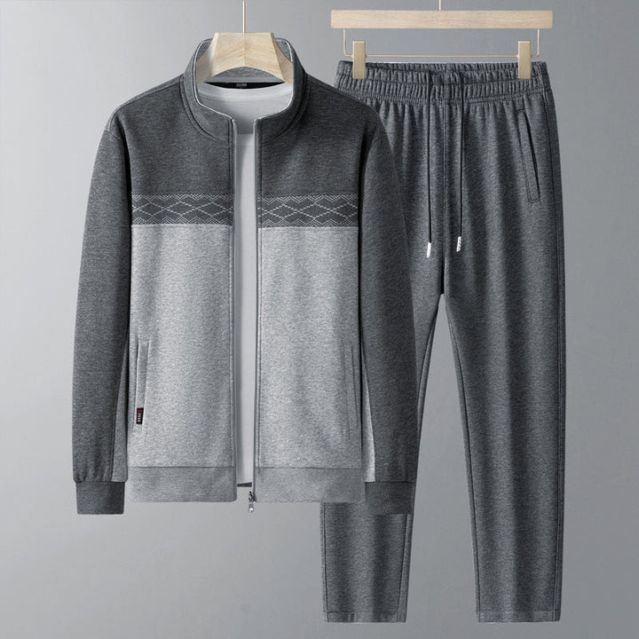 Tuta da Uomo Geometrica in Poliestere e Cotone, Set Giacca e Pantaloni per Allenamento e Tempo Libero – Nero, Taglie S-XL 2