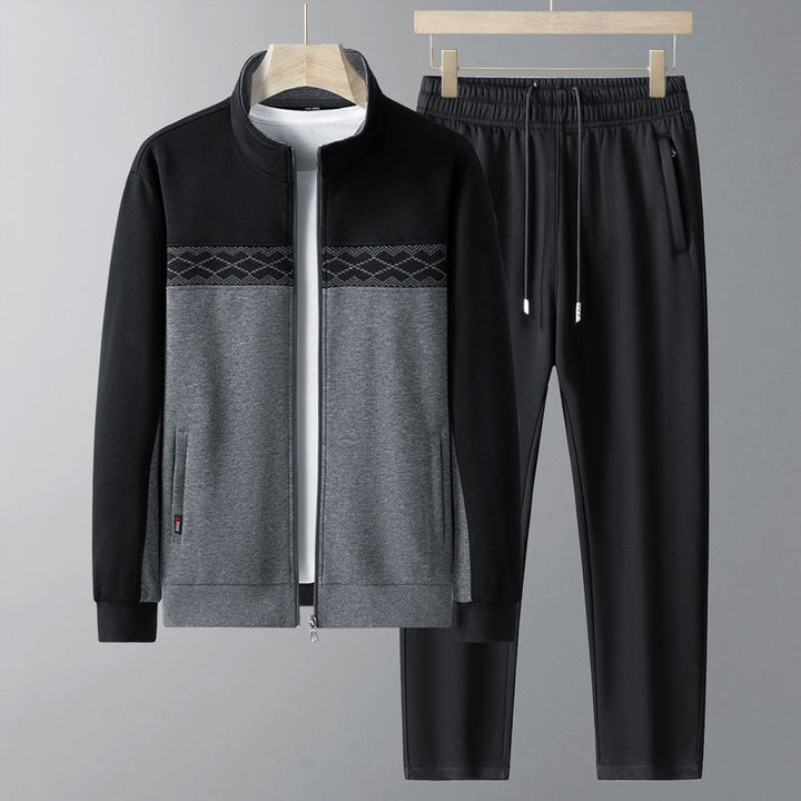 Tuta da Uomo Geometrica in Poliestere e Cotone, Set Giacca e Pantaloni per Allenamento e Tempo Libero – Nero, Taglie S-XL 3