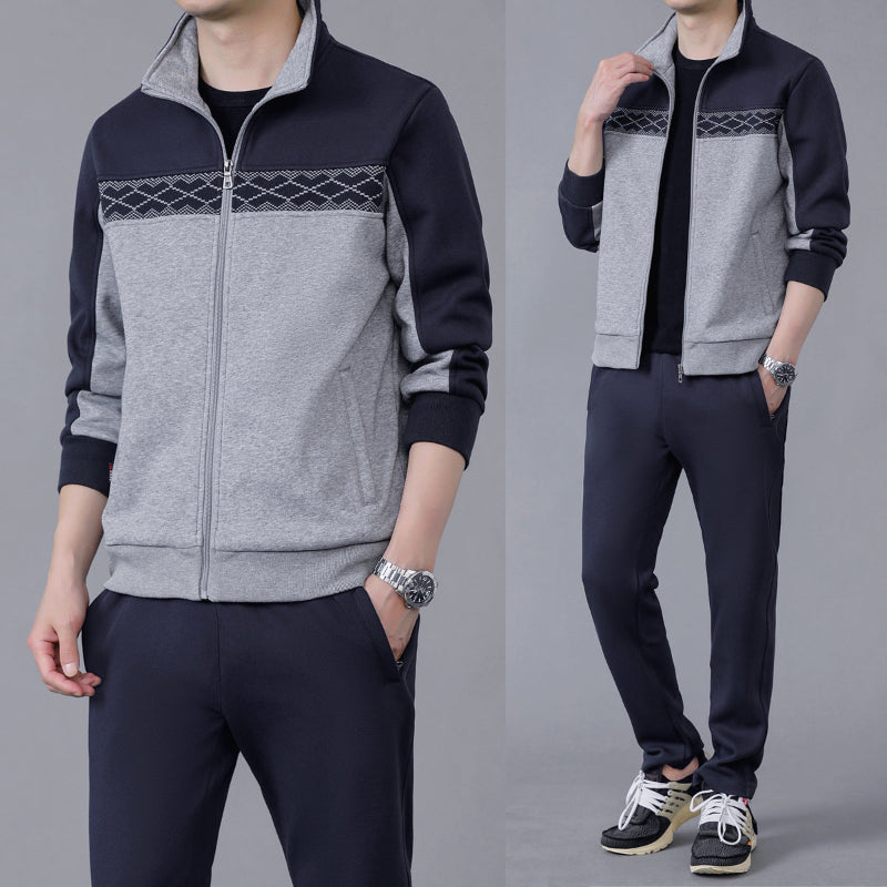 Tuta da Uomo Geometrica in Poliestere e Cotone, Set Giacca e Pantaloni per Allenamento e Tempo Libero – Nero, Taglie S-XL 6