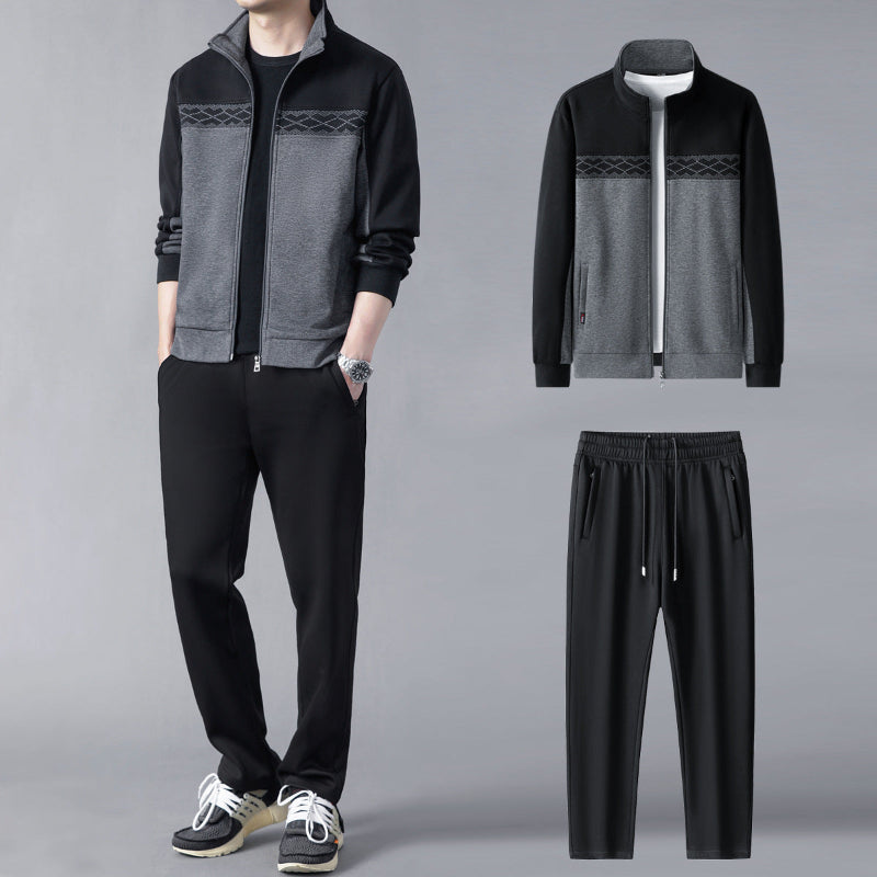Tuta da Uomo Geometrica in Poliestere e Cotone, Set Giacca e Pantaloni per Allenamento e Tempo Libero – Nero, Taglie S-XL 8