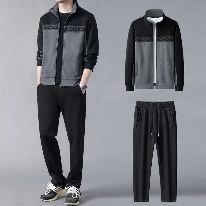 Tuta da Uomo Geometrica in Poliestere e Cotone, Set Giacca e Pantaloni per Allenamento e Tempo Libero – Nero, Taglie S-XL 8