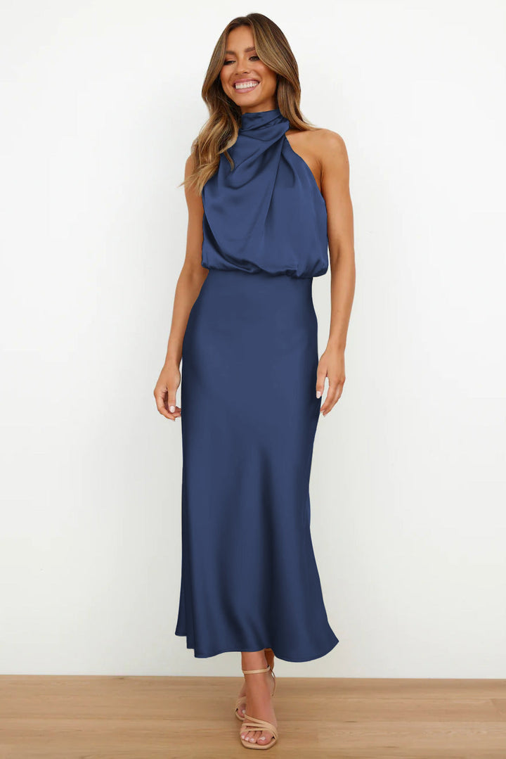 Vestito Lungo Estivo Elegante da Donna con Scollo Halter 13