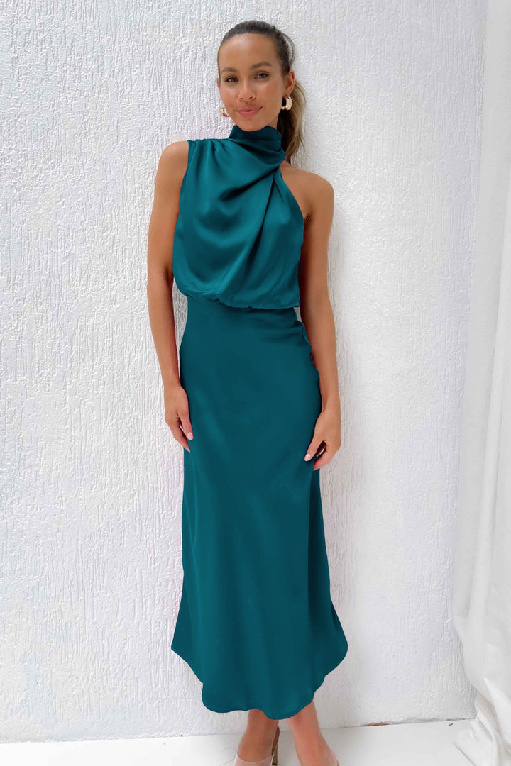 Vestito Lungo Estivo Elegante da Donna con Scollo Halter 6