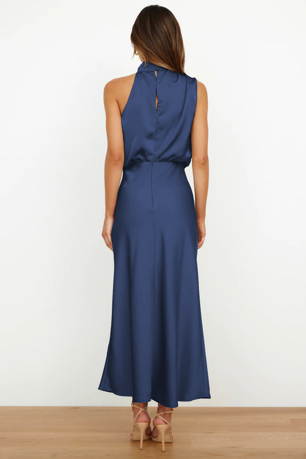 Vestito Lungo Estivo Elegante da Donna con Scollo Halter 8